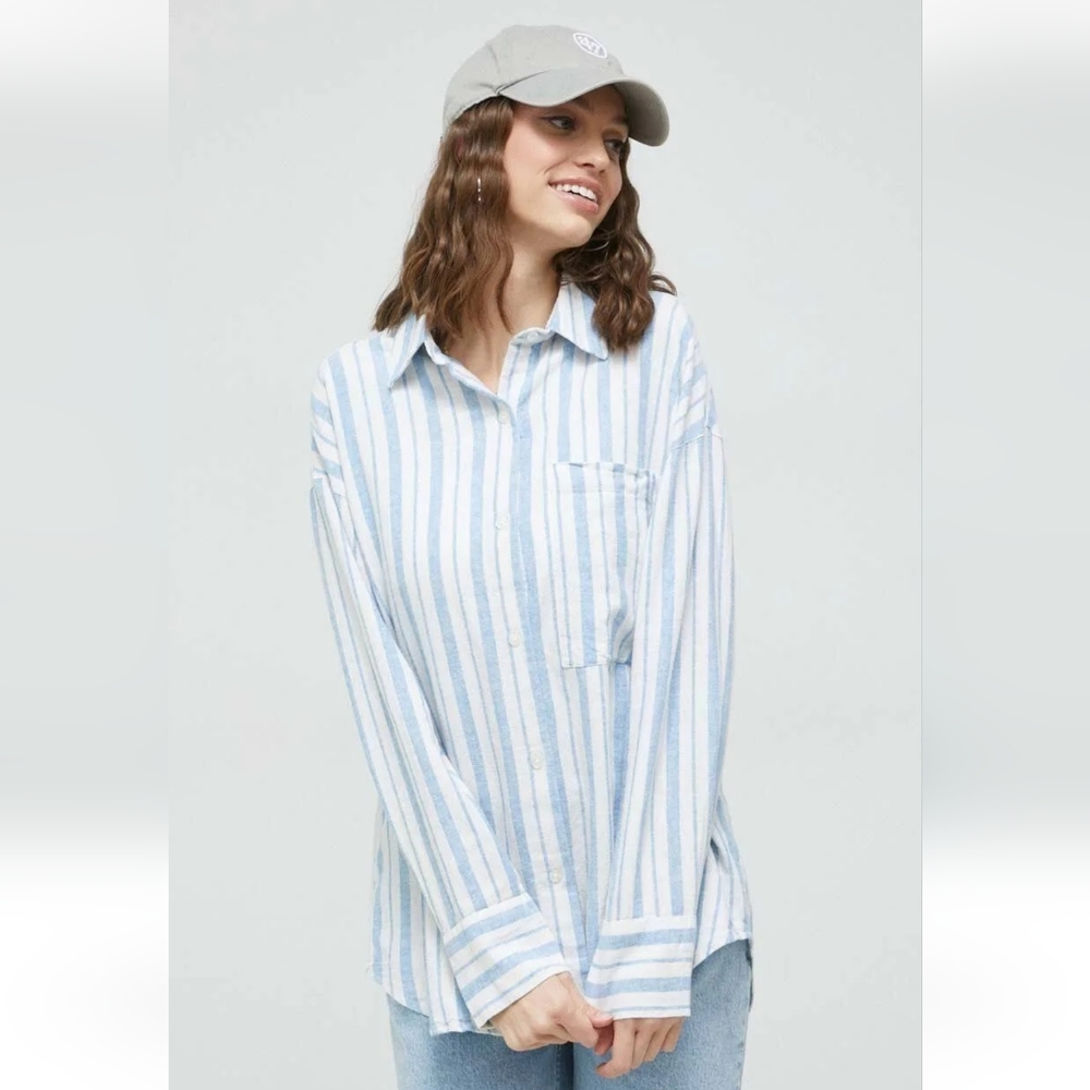 NEW Abercrombie & Fitch  Oversized Linen-Blend Shirt